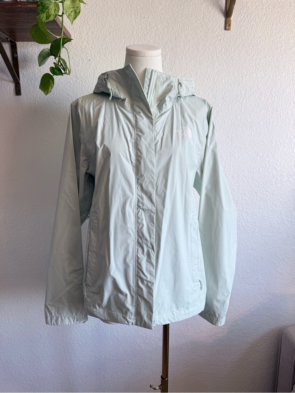 The North Face Women's Mint Green Hooded Ski Jacket Wind Breaker Size Medium